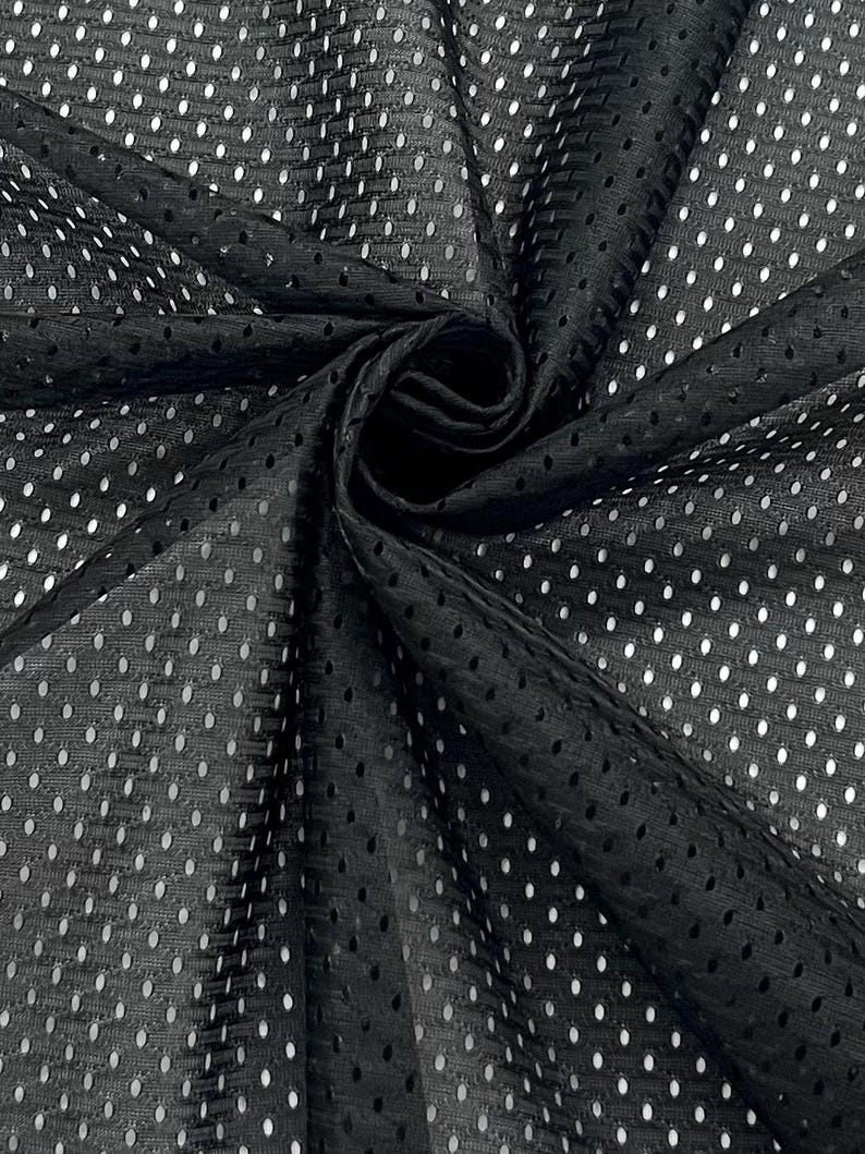 BLACK Athletic Sports Mesh Knit 100% Polyester Football Sports Mesh Fabric by the Yard for Apparel Craft Costume Jersey 60" Wide - STYLE 028 image 1