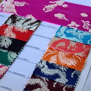 Dragon Jacquard Brocade Chinese Satin Fabric by the Yard for Skirts Capes Decor Events Vest Cloth Gowns 12 Colors Available - STYLE 069