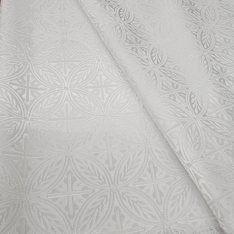 White Liturgical Fabric Religious Jacquard Brocade Vestment Events ...