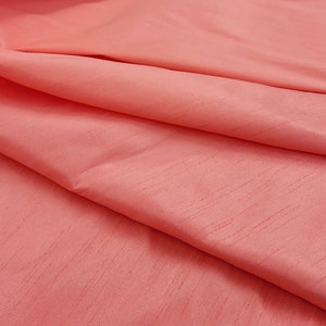 Coral Shantung Dupioni Faux Silk fabric by the yard for Gowns - Couture - Costumes - Capes - Bridesmaid - Bridal - Wedding - STYLE 268