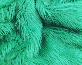 Emerald Green Long Pile Soft Faux Fur Fabric Shag Shaggy Material by Yard for Crafts Fur-suit Cosplay Costume Photo Prop Pillow - STYLE 184