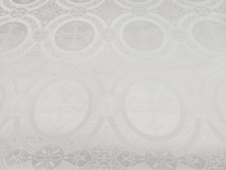 WHITE Religious Brocade Fabric - Vestment - Liturgical - Ecclesiastical ...