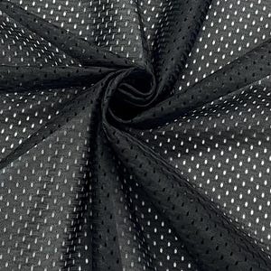 BLACK Athletic Sports Mesh Knit 100% Polyester Football Sports Mesh Fabric by the Yard for Apparel Craft Costume Jersey 60" Wide - STYLE 028 image 2