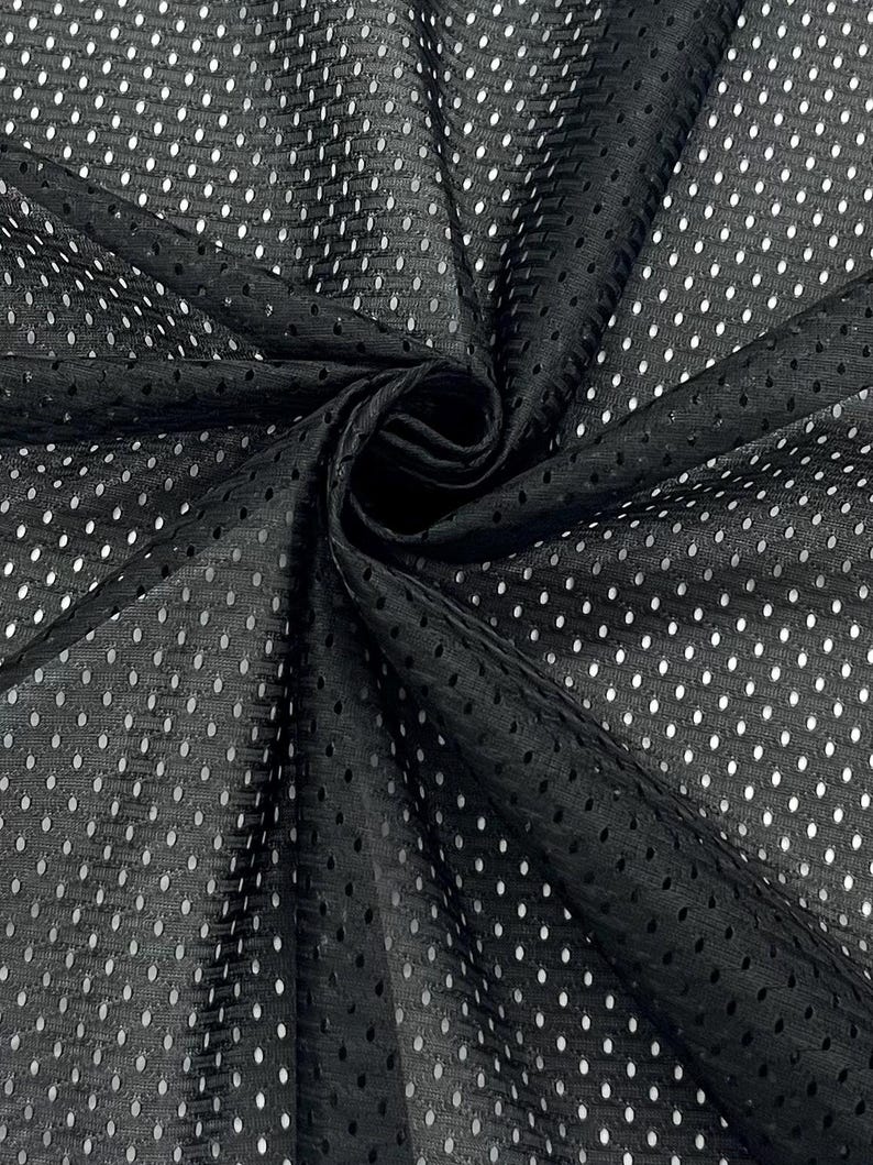 BLACK Athletic Sports Mesh Knit 100% Polyester Football Sports Mesh Fabric by the Yard for Apparel Craft Costume Jersey 60" Wide - STYLE 028 image 2
