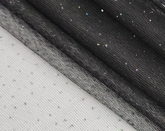 BLACK BLACK Glitter Sparkle English Netting Tulle Fabric by the Yard - STYLE 171