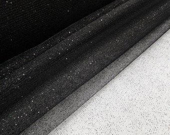 Black Glitter Shiny Tulle Fabric Black Sparkle Tulle Fabric by the Yard for Dress Prom Gowns Costume DIY Decoration Event Wedding STYLE 126