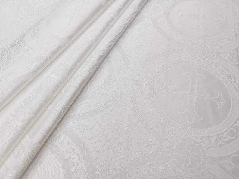 WHITE Religious Brocade Fabric - Vestment - Liturgical - Ecclesiastical ...
