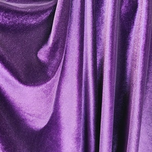 PURPLE Polyester Spandex Stretch Velvet Fabric by the Yard for Bows Topknots Head-wraps Scrunchies Clothes Costumes Crafts Dress - STYLE 219