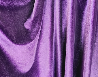 PURPLE Polyester Spandex Stretch Velvet Fabric by the Yard for Bows Topknots Head-wraps Scrunchies Clothes Costumes Crafts Dress - STYLE 219
