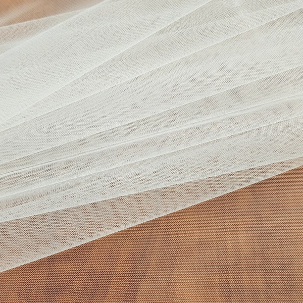 Off White 100% Nylon Netting Tulle Fabric By The Yard, Light Ivory Luxury Ultra Fine Texture, Thin, Soft Micro Net, Bridal, Veils, STYLE 253
