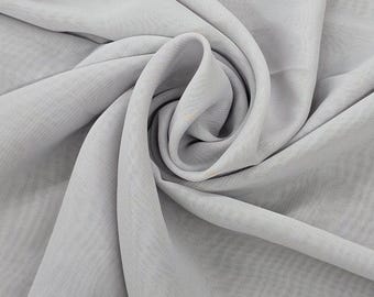 SILVER Solid Hi-Multi Chiffon Fabric by the Yard - Wedding & Decor - Lightweight - Chiffon Fabric - Crafts - Garments - STYLE 250