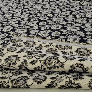Black Gold Floral Jacquard Brocade Fabric By The Yard For Dress - Decor - Events - Gowns - DIY - Skirts - Style 192