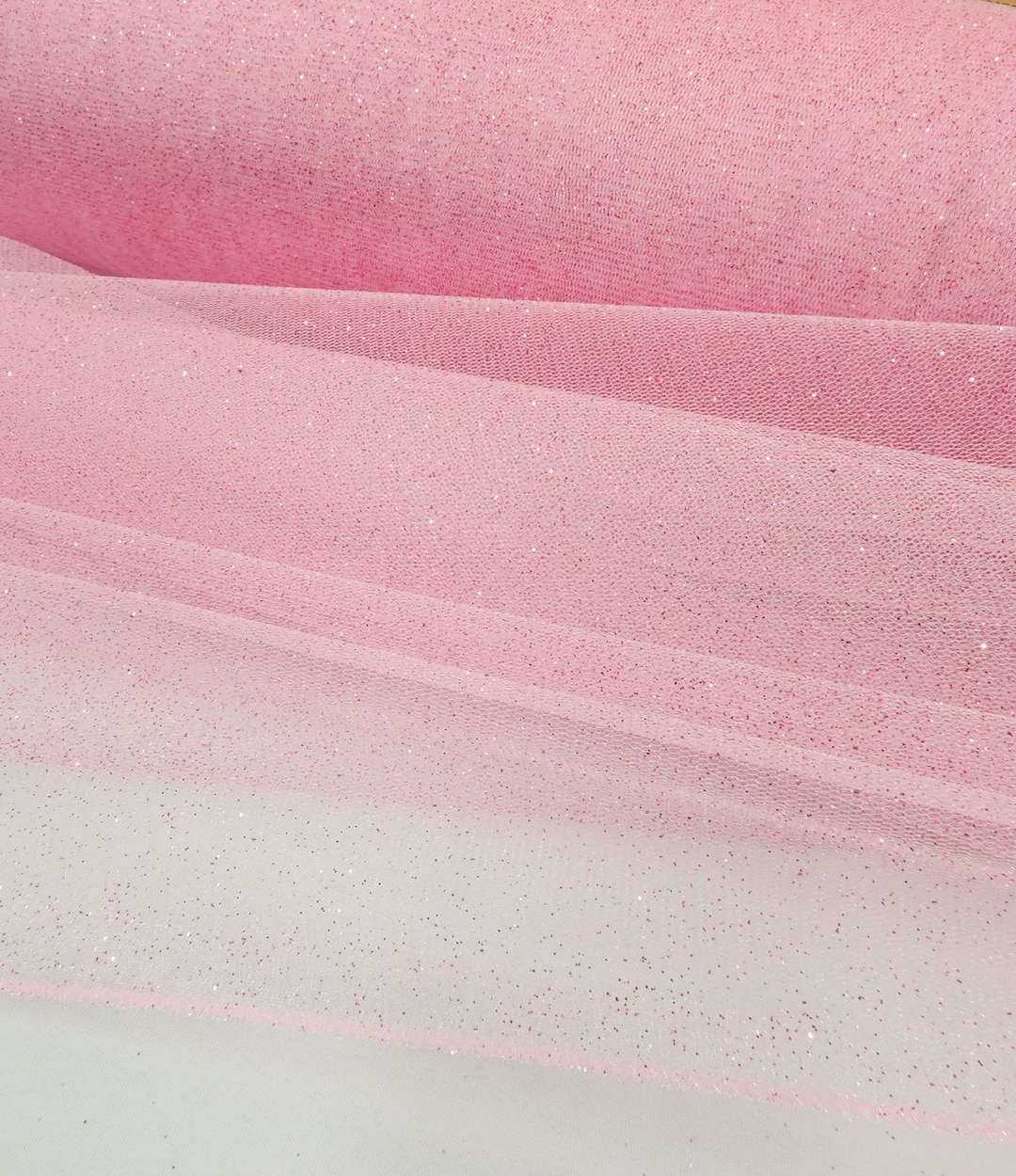 Pink Glitter Tulle Sparkle Tulle Fabric by the Yard for Bridal Dress