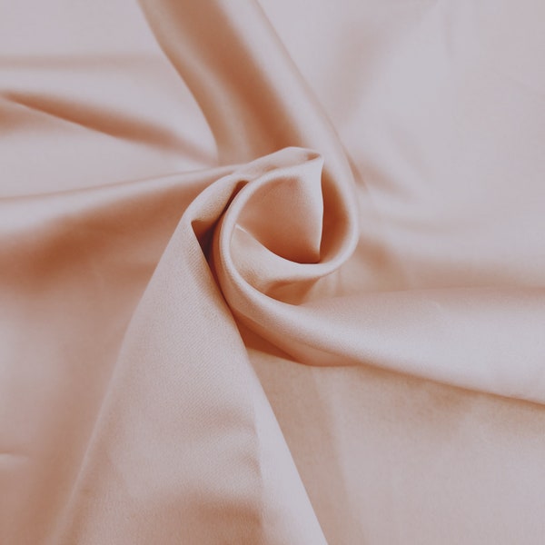 Light Rose Gold Japanese Heavy Dull Matte Bridal Satin Fabric by the yard for Wedding, Gowns, Skirts, Couture, Events, Decor, DIY, STYLE 144