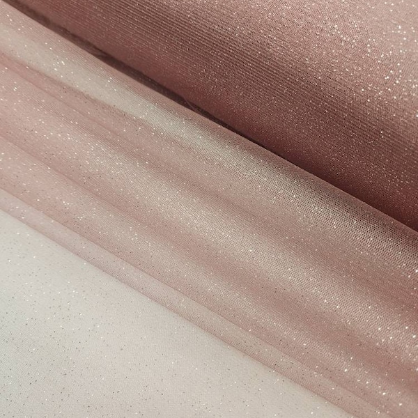 Light Mulberry Glitter Tulle Sparkle Tulle Fabric By The Yard for Bridal Dress-Prom-Craft-Gown-DIY-Decoration Event-Wedding - STYLE 126