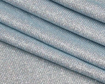 Light Aqua Blue Lurex Glitter Fabric - Glimmer - Shimmer Fabric - Light Weight - Stretch Fabric - Lurex Foam by the yard - Style 135
