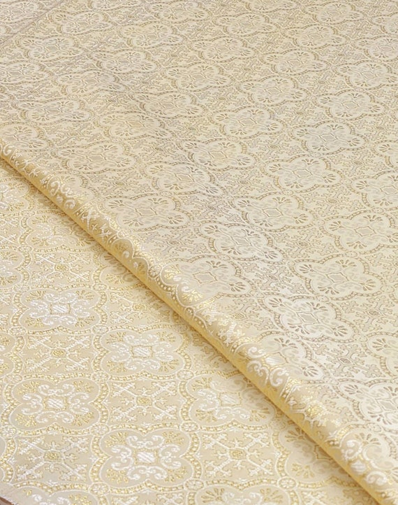 Ivory Gold Religious Brocade Fabric Liturgical - Etsy