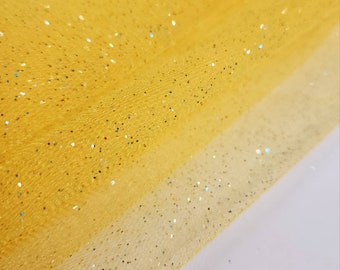 YELLOW Glitter Tulle Fabric by the Yard for Gowns - Bridal - Prom - Craft - Art - DIY - Decor - Event - Sparkle - Wedding - Tutu - STYLE 126
