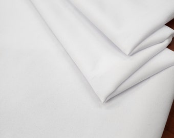 White Wide Solid Plain Poly Poplin Fabric Premium Quality Polyester 60" Inches Poplin for tablecloths Apparel Sold By The Yard, STYLE 336