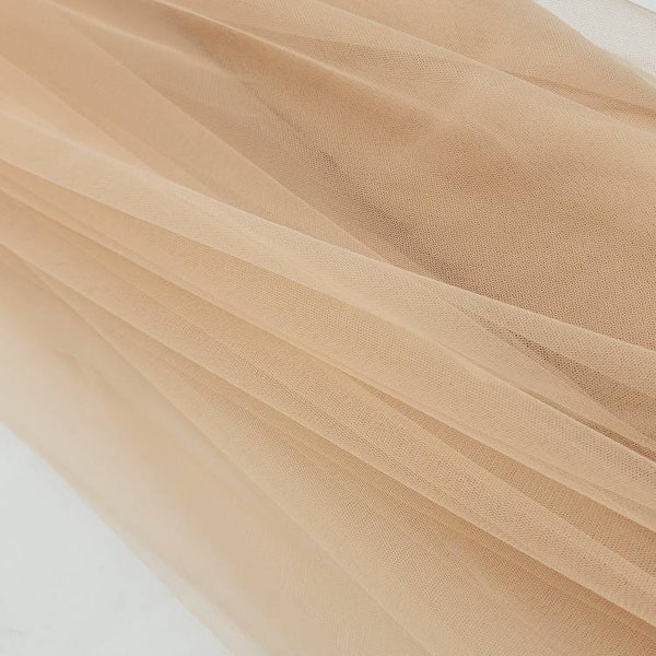 TAN Italian Tulle Luxury Fine Netting Tulle Fabric by the yard for Skirts, Bridal & Veils, Gowns, Doll, Party Decor, Tutu - STYLE 127