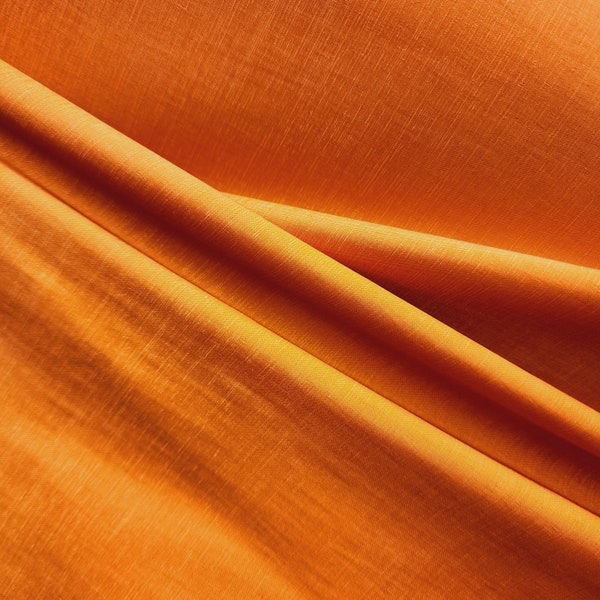 Orange Stretch Solid Plain Taffeta Fabric by the yard for Gowns, Bridal Wear, Home Decor, Lining, Clothes, Costumes, Crafts - STYLE 015