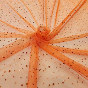 ORANGE Englischer Netzstoff mit Hologramm Meterware – Schillernder Hollo auf Mesh-Tüllstoff für Kleider, Bastelarbeiten, Cosplay-Kostüme – STIL 294