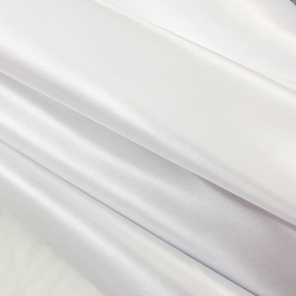 WHITE Shiny Satin Fabric - Silky Wedding Bridal Satin Fabric by the Yard For Dress - Party - Decoration Event - Costume - Couture- Style 151