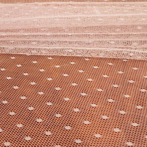 Light Blush Point d&#39;Esprit Swiss Dot Veiling Fabric, 58&quot; Wide Polka Dots, Dotted Netting Tulle By The Yard for Capes, Gown, Veils, STYLE 143