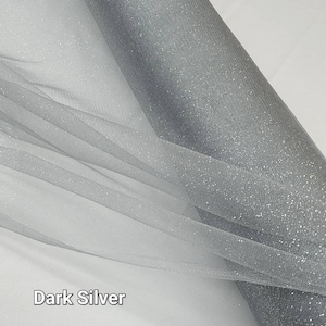 Gray Silver Glitter Tulle Gray Sparkle Tulle Fabric By The Yard for Bridal Dress-Prom-Gown-Art-DIY-Decoration Event-Wedding- STYLE 126