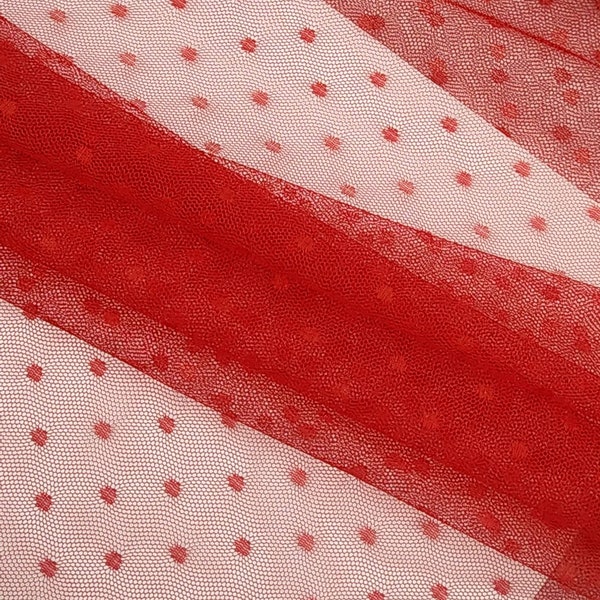 RED Swiss Dot Veiling Point by the yard for Blouses - Arts - Gowns - Capes - Costumes - Crafts - Small Dots - 58" wide - Decor - STYLE 267