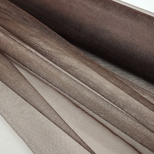 BROWN Medium Shiny Crystal Tulle Fabric - Sheer Solid Plain Netting Fabric - Wedding Tulle Fabric by the Yard for Gowns - STYLE 149