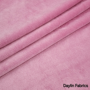Light Pink Minky Fabric By The Yard, 60” Wide Soft Cuddle Fabric, 3.mm Pile Faux Fake Fur Mink Fabric, Solid Smooth Minky Fabric, STYLE 188