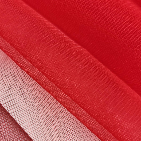 RED Italian Tulle Luxury Fine Netting Tulle Fabric by the yard for Skirts, Bridal & Veils, Gowns, Party Decor, Couture, Tutu - STYLE 127