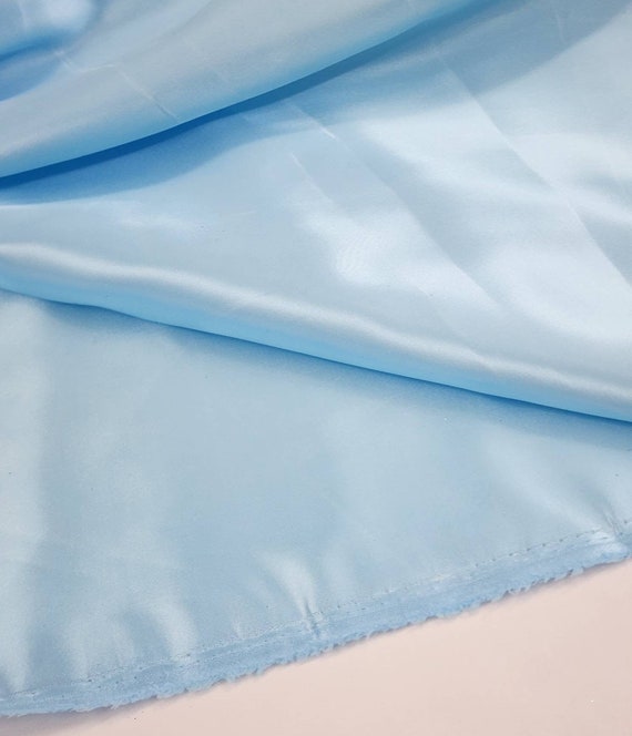 Baby Blue Shiny Satin Fabric Silky Wedding Bridal Satin Fabric by the Yard  for Dress Decoration Event Costume Couture Style 151 