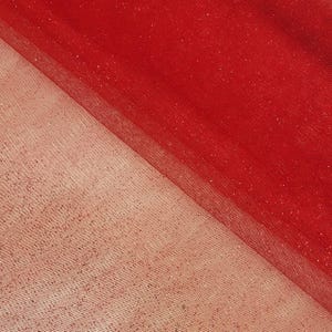 RED Glitter Tulle Fabric - Sparkle Tulle Fabric By The Yard for Bridal Dress-Prom-Craft-Gown-Art-DIY-Decoration Event-Wedding - STYLE 126