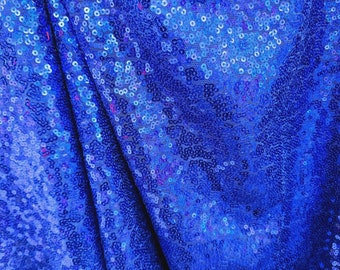 Royal Blue Sequins on Mesh Fabric by the Yard - STYLE 240