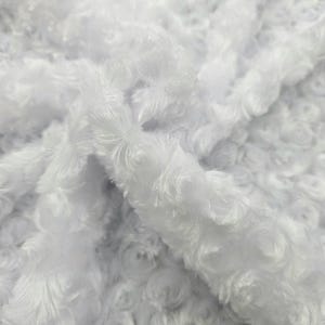 WHITE Cuddle Minky Rosette Soft Faux Fur Fabric by the Yard - 60" Wide 100% Polyester Minky Rosette Soft Cuddle Fabric - STYLE 019