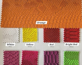 Snake Faux Leather Upholstery Viper Snake Skin Texture Fake Leather Material PVC Vinyl Fabric by Yard 21 Colors Available - STYLE 147
