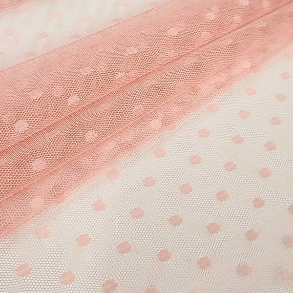 Blush Swiss Dot Veiling Point by the yard for Blouses - Arts - Gowns - Capes - Costumes - Crafts - Small Dots - 58" wide - Veils - STYLE 267