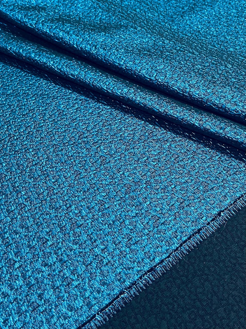 Black Teal Blue Crinkle Metallic Heavy Jacquard Brocade Fabric by the yard for Gowns Costume Decor Events Couture Capes Jackets - STYLE 273 imagen 6