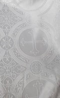 WHITE Religious Brocade Fabric - Vestment - Liturgical - Ecclesiastical - Church - Clergy - Stole - DIY - Jacquard by the yard - STYLE 121