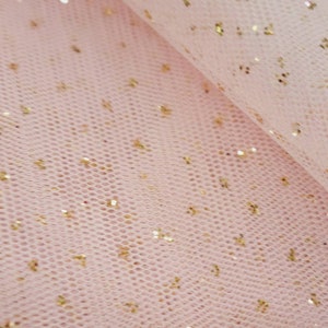 Light Pink Gold Glitter Sparkle English Netting Tulle Fabric by the Yard STYLE 171 image 4