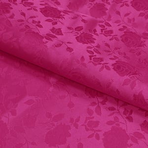 Hot Pink Polyester Floral Jacquard Brokat Satin Stoff Meterware für Kleider, Brautmode, Dekor, Kleidung, Kostüme, Kunsthandwerk - Stil 316