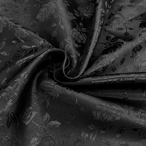 Schwarzer Polyester-Blumenjacquard-Brokat-Satin-Stoff, Meterware, für Kleider, Abendkleider, Hochzeiten, Dekoration, Kleidung, Bastelarbeiten, DIY, Stil 316