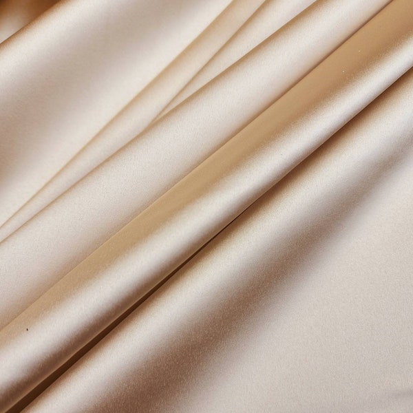 CHAMPAGNE Silk Minimal Stretch Bridal Satin Fabric By The Yard For Gown - Wedding - Bridesmaid - Prom - Party Dress - Evening - STYLE 110