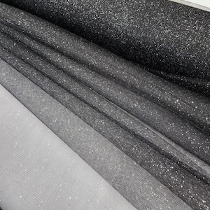 Black Silver Sparkle Tulle Glitter Tulle Fabric By The Yard for Bridal Dress-Prom-Craft-Gown-Art-DIY-Decoration Event-Wedding-STYLE 126