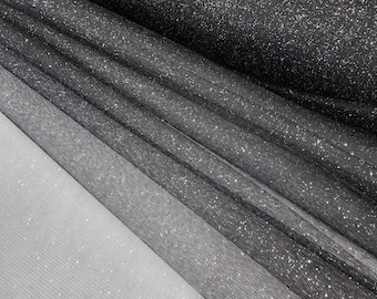 Black Silver Sparkle Tulle Glitter Tulle Fabric By The Yard for Bridal Dress-Prom-Craft-Gown-Art-DIY-Decoration Event-Wedding-STYLE 126