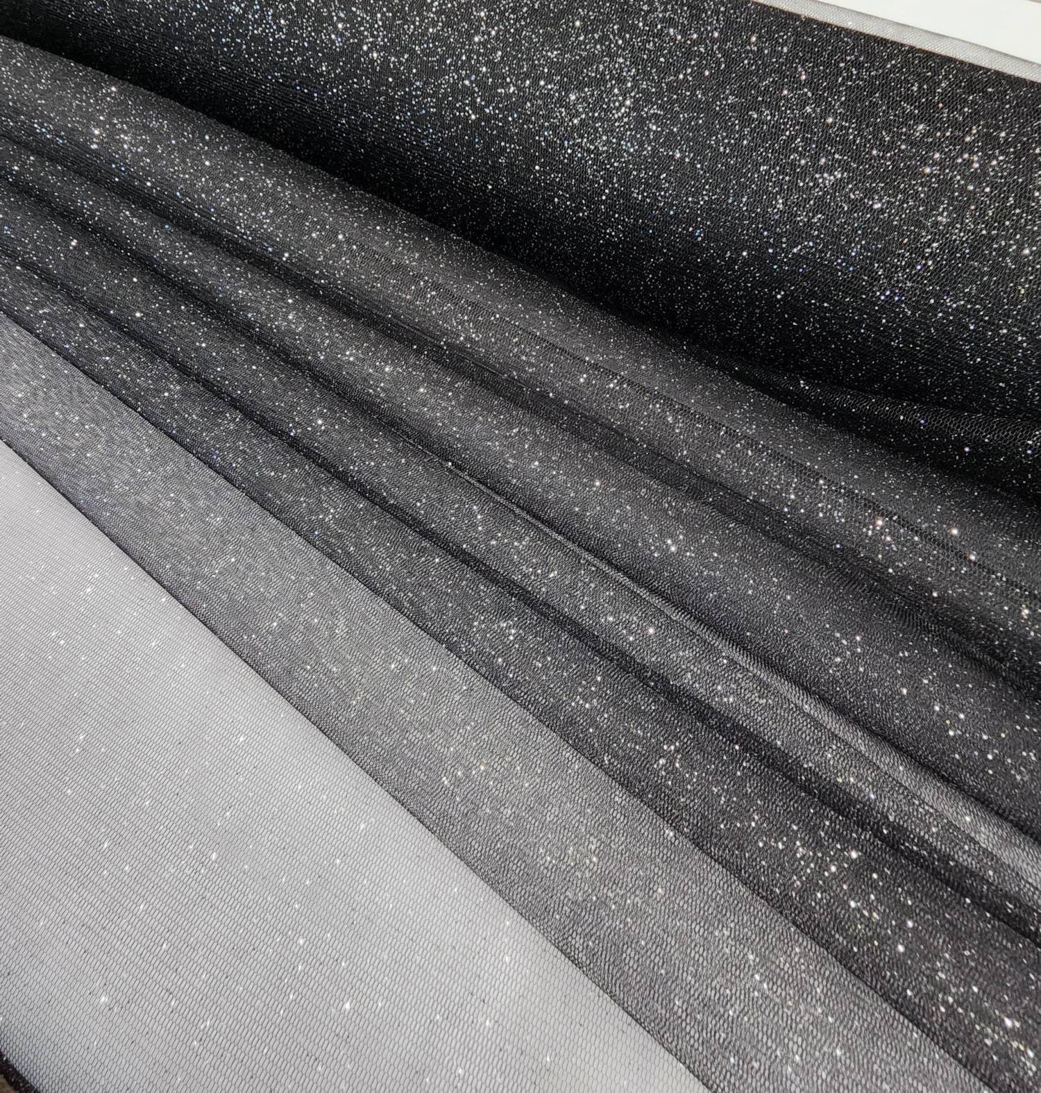 Black Silver Sparkle Tulle Glitter Tulle Fabric By The Yard for Bridal Dress-Prom-Craft-Gown-Art-DIY-Decoration Event-Wedding-STYLE 126