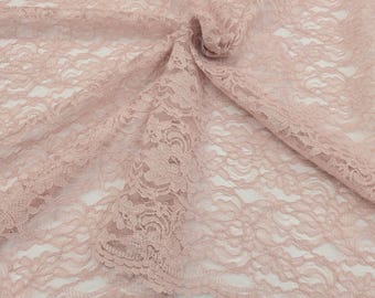 BLUSH Corded Floral Alencon Lace Floral Embroidery Lace Fabric by the Yard for High Fashion Dress Gowns Skrits Couture Bridal - STYLE 105