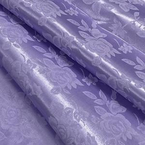 Lilafarbener Polyester-Jacquard-Satinstoff mit Blumenmuster, Meterware für Kleider, Hochzeiten, Heimdekoration, Kleidung, Kostüme, Kunsthandwerk, Blusen, Kleider – Stil 316